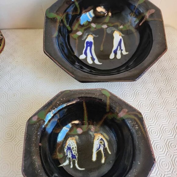Charlie Farrero Pottery 2 pce Octagonal Bowl Set - Picture 3 of 6